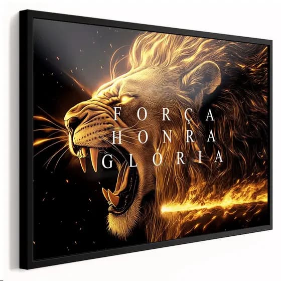 Quadro decorativo Leão da tribo de Judá fogo FORÇA HONRA GLÓRIA religioso,motivacional 1 peça