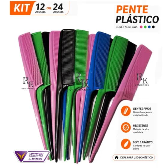 Kit Pente de Cabelo Cabo e dente fino