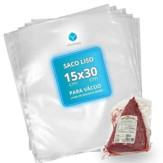 Kit Saco Plástico Embalagem A Vácuo Lisa 20x30 100 Unidades - Seladora Uso Doméstico e Profissional