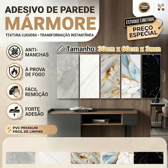 Kit 5/10/20PCS Mármore Adesivos Alto Brilho Parede 60cm x 30cm x 3mm