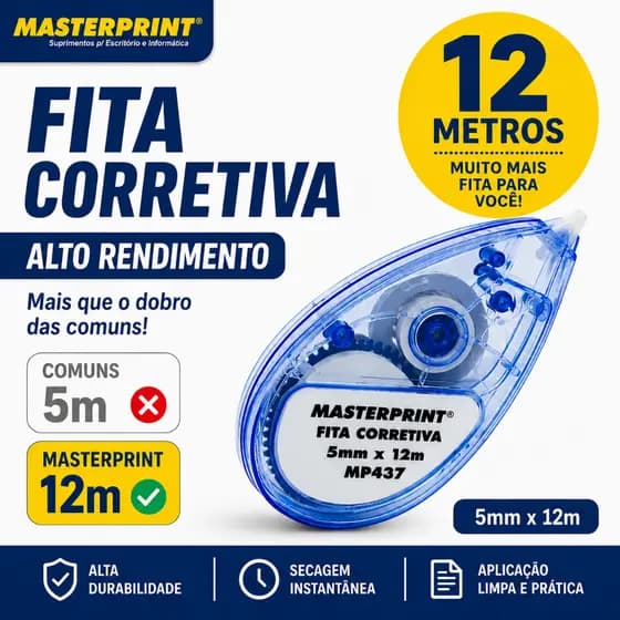 Fita Corretiva 12 Metros Masterprint Grande Rendimento