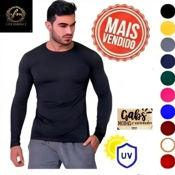 Camisa Térmica Uv 50+ Segunda Pele Camiseta Blusa Malha Fria Academia Esportes Dia Dia