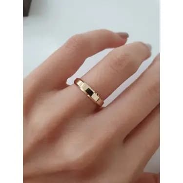 Aliança Chanfrada 4MM Dourado Casamento Unidade