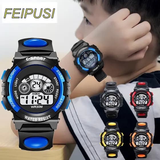 Relógio Infantil Luminoso À Prova D'água Com Display LED E Multifuncional