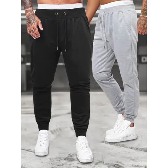 Kit 2 Calça De Moletom Jogger Masculino Academia Treino Casual Flanelada Skinny