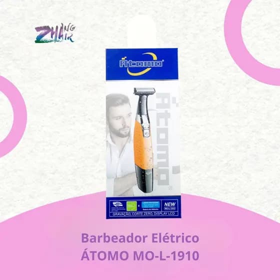Barbeador Elétrico Profissional Átomo MO-L-1910 Sem Fio Corte Zero USB Display LCD Original🔥✂️