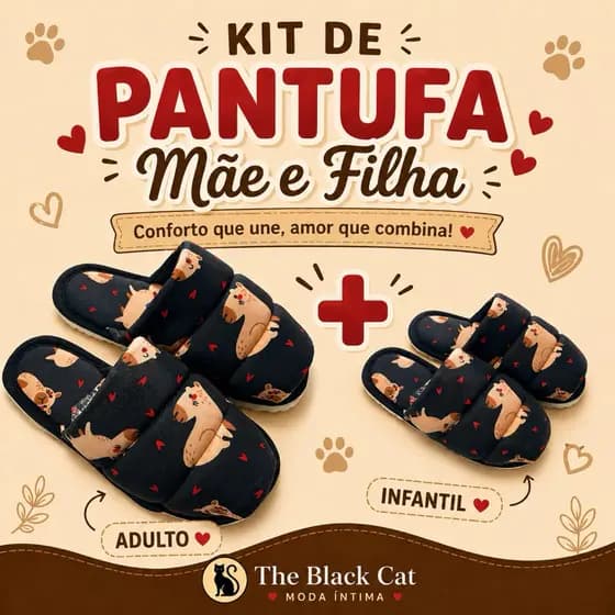 kit de pantufa mãe e filha chinelo de quarto de dormir fofinha de capivara feminina infantil e adulta