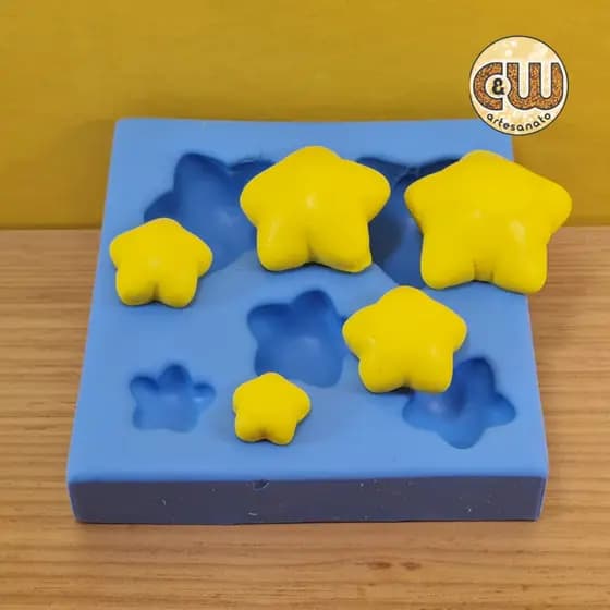 Molde Silicone Estrelas Ursinhos Carinhosos Confeitaria e Artesanato - Festa