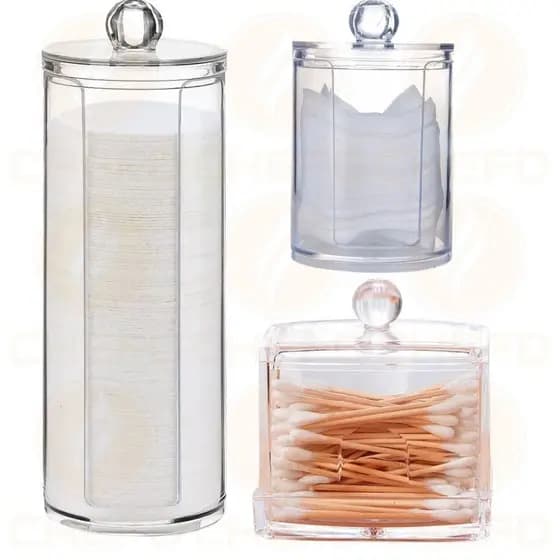 Kit Porta-Cotonetes e Algodão com 3 Peças - Organização Essencial para Seu Espaço de Higiene Pessoal CHEF D