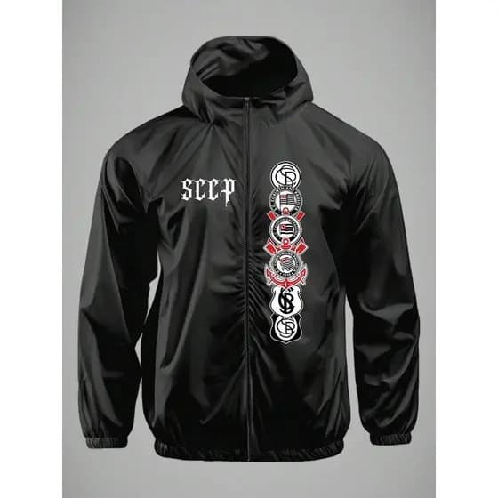 Blusa Corta Vento Impermeavel Forro Duplo Emblemas históricos Timão Bi Mundial Envio Rapido