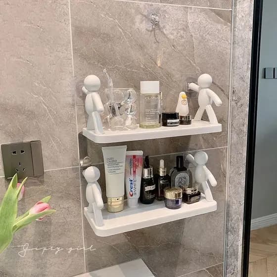 Kit 2 Suportes Organizador Cozinha Banheiro Plástico Com Adesivo FACE(enviado em 2 dias)