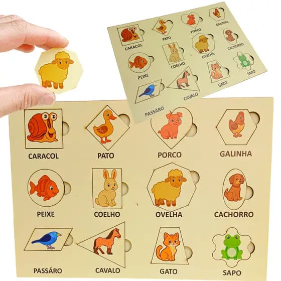Jogo Educativo Tabuleiro Formas Geométricas Animais Brinquedo Lúdico