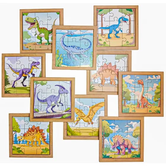Kit Com 10 Quebra Cabeça Dinossauros Brinquedo Educativo