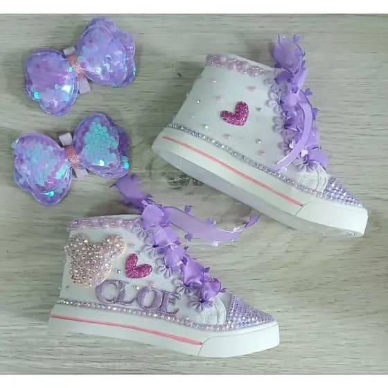 tênis botinha personalizado temático tema minnei lilas