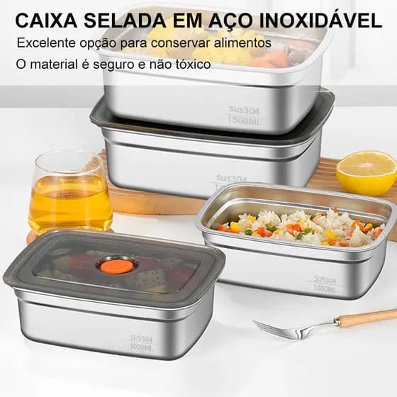 1500ML Potes Tigelas Inox Alumínio Com Tampa Marmita Mantenha os alimentos Forno de microondas