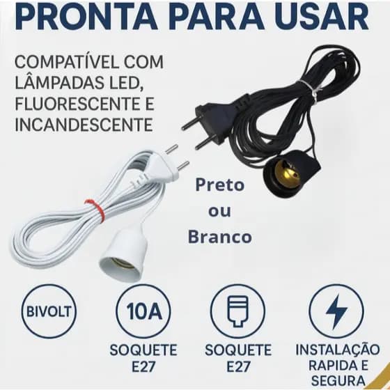 Extensão Com Bocal Soquete Lâmpada E27 Voltim 10a