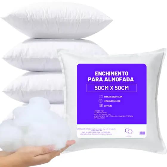 Kit 4 Enchimento De Almofadas Para Sofá 50cm x 50cm Antialérgico Fibra Siliconada Decoração Casa