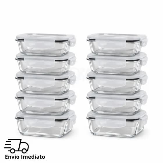 Kit Potes De Vidro Hermético 620 ml Ou 350ml Com Tampa 4 Travas Potes Conjunto Marmita