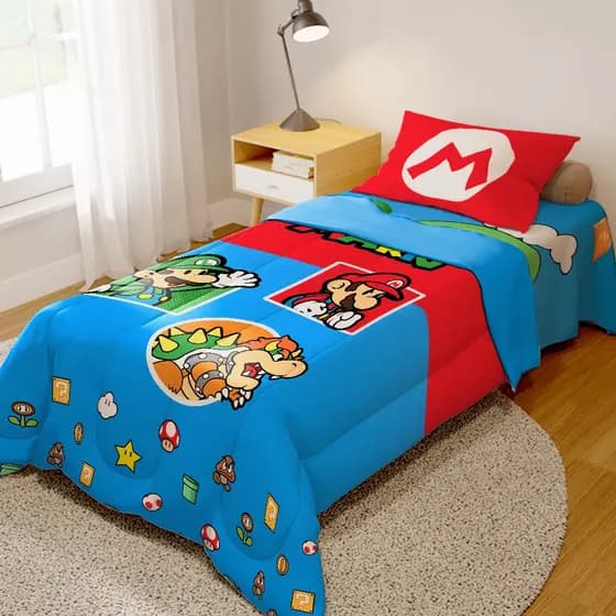 Jogo de Edredom Infantil Dupla Face Super Mario