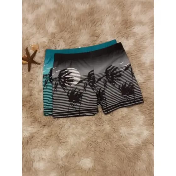 sunga box masculino com estampa de coqueiro , moda verão, com cordão, casual, natação
