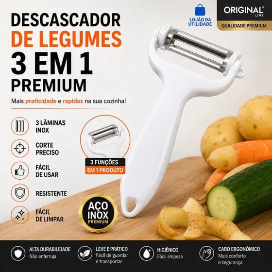 Descascador de Legumes 3 Lâminas em 1 Premium Original Line
