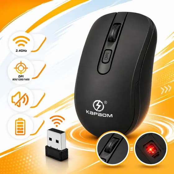 Mouse Sem Fio Wireless Kapbom Ergonômico Original USB Para Notebook e PC
