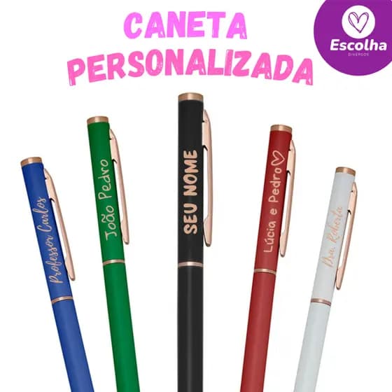 Caneta Personalizada Dourada com seu nome/frase/logo/time