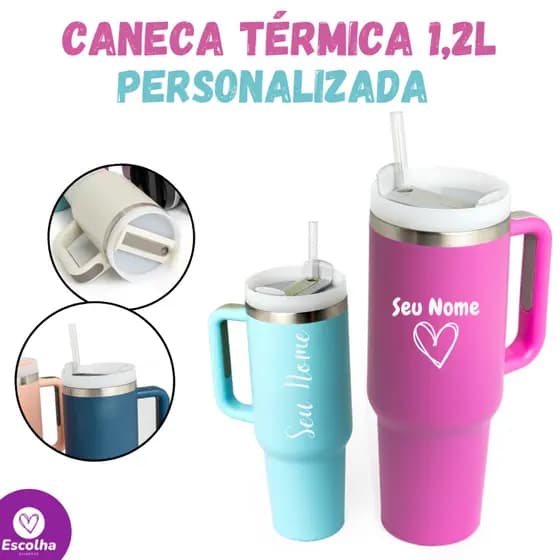 Copo Térmico Trend 1,2L Personalizad c/ Nome, Logo, Frase ou Emoji - Modelo Influencer