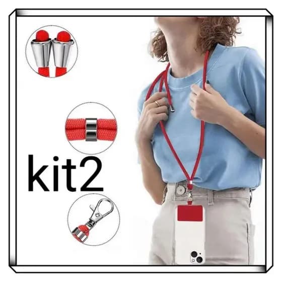 Kit 2 Cordão Para Celular Universal Alça De Pescoço E Pulso
