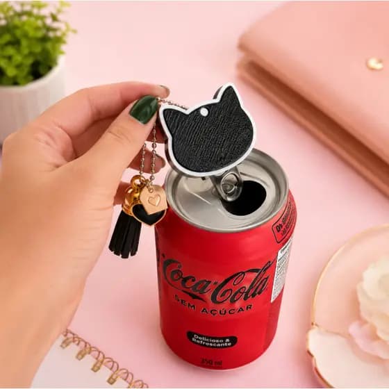 Chaveiro Abridor de Lata Gato Decorativo | Prático, Portátil, Protege as Unhas
