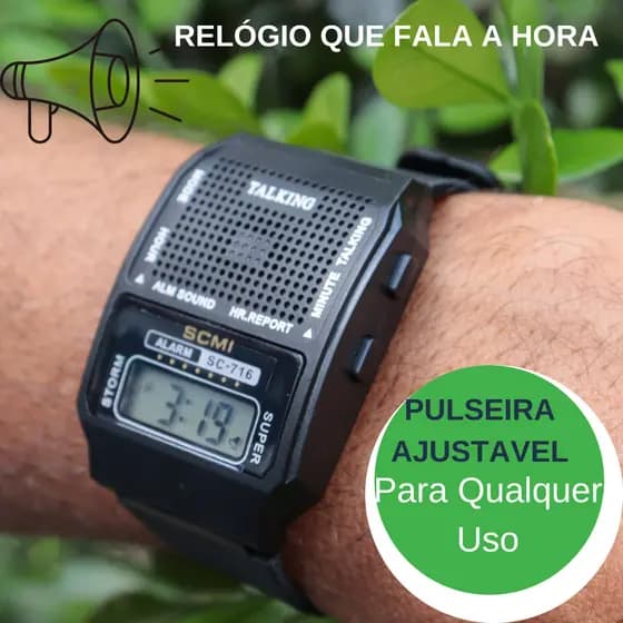 Relógio Masculino Talking Que Fala A Hora Para Deficiente, Cego Ou Idoso
