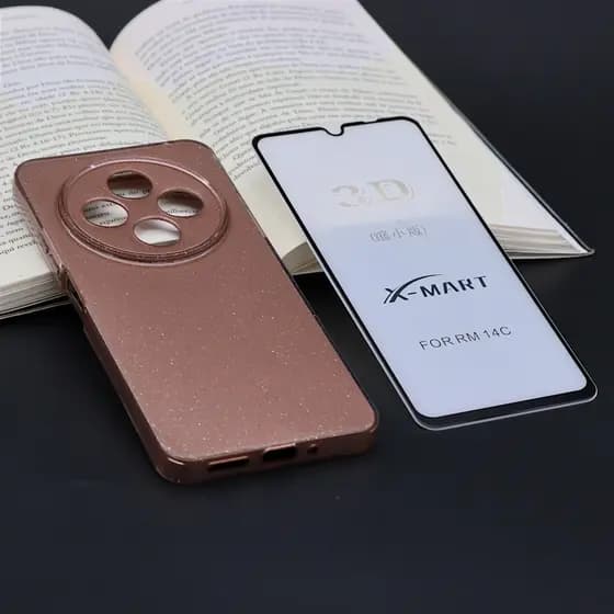 Capa Colorida com Brilho para Redmi 14C / Poco C75 + Película de Vidro 3D