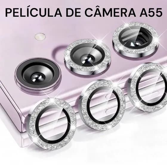 KIT (3 peças) Película câmera Diamante Para A55 Película protege lentes de celular com Strass Brilhante Brilho traseira