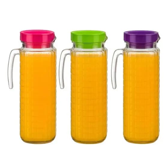 Garrafa de Água Vidro Nadir 1,2 Litros para Geladeira Jarra Suco Agua com Tampa Garrafas Resistente