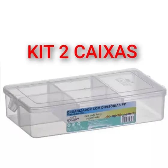 Kit Caixa Organizadora com Tampa e Divisórias Porta Jóias Multiuso de Plástico Caixas Pequena Trava