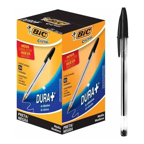 Caneta Esferográfica Papelaria Bic Cristal Preta Vermelha e Azul Clássica Material Escolar Canetas