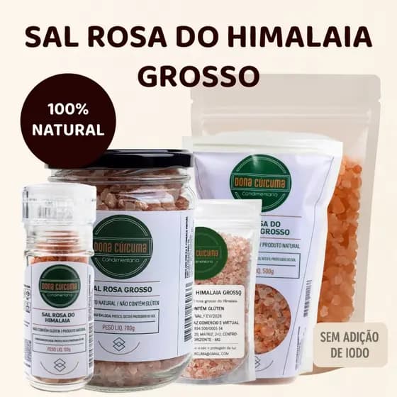 Sal Rosa do Himalaia Grosso 100% Natural Moedor de Sal | Temperos e Especiarias – Dona Cúrcuma