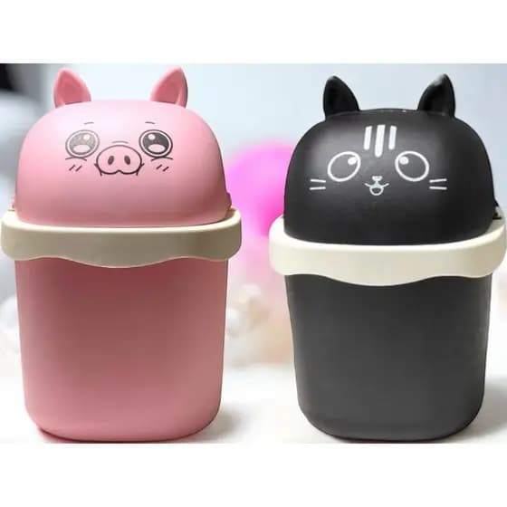 Mini Lixeira de Mesa Fofa Ursinhos para Escritório Multifuncional com Adesivo Infantil Quarto Crianças Papel Bichinhos