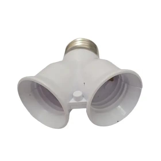 Bocal Soquete Adaptador Multiplicador De Lâmpada 1 p/ 2 Lâmpadas Led E27 + Lâmp. Bulbo Led 9w 3 Cores Plafon Iluminação