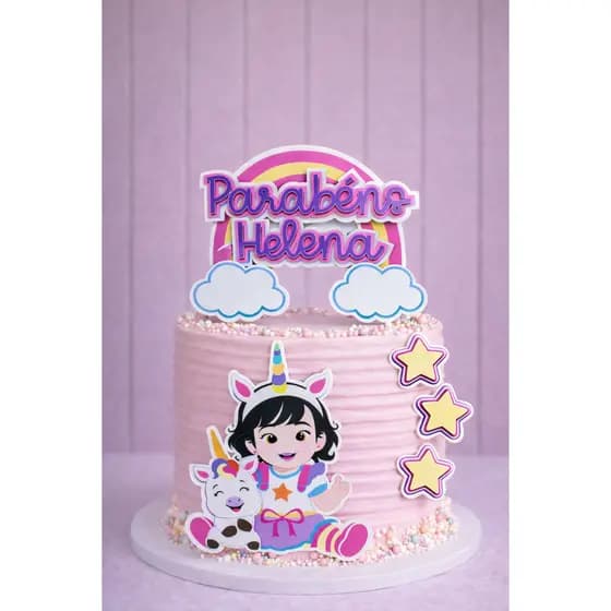Topo-topper De Bolo Personalizado Unicornio Lindo Personalizado com nome e idade enviar nome assim que efetuar a compra