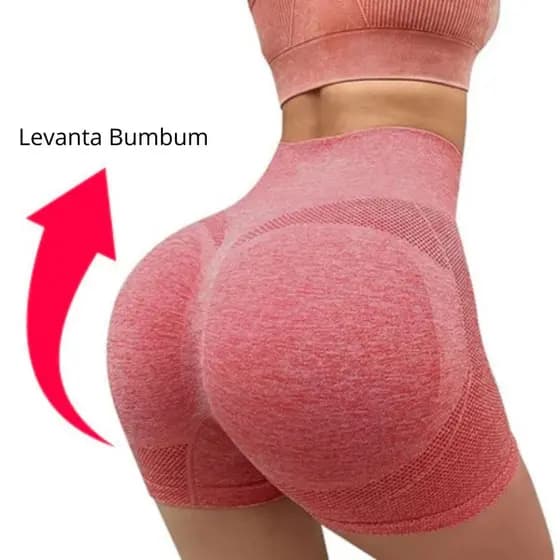 Shorts Feminino Fitness Levanta Bumbum Cintura Alta Tendência
