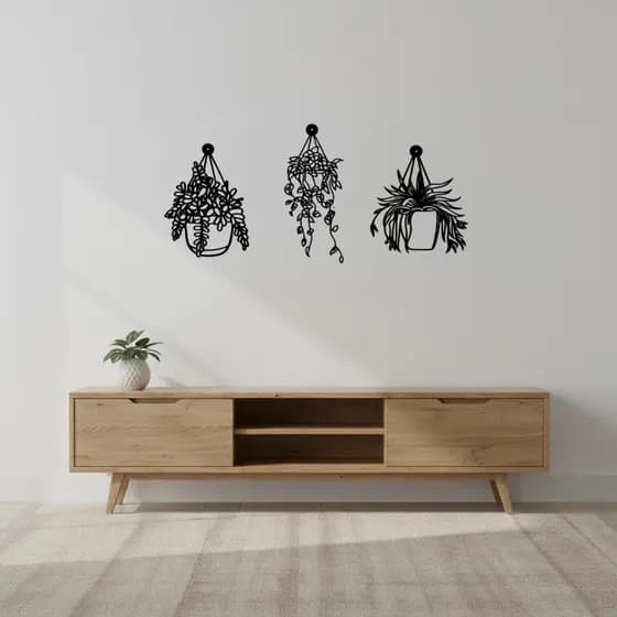 Quadros Decorativos Vasos de Plantas em MDF