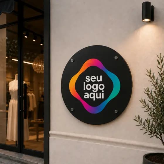Placa em Acrílico redonda Personalizada | Fachadas, Empresas e Área Externa UV