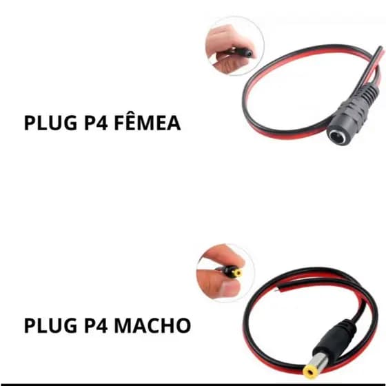 Kit 20 Conector Cabo Fio Rabicho P4 (10 Macho + 10 Fêmea)