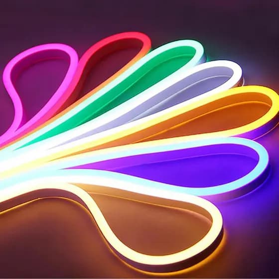 Fita De Led Neon Unicolor 12V Com 5 Metros Bivolt Sem Cola Super Flexivel Resistente A Agua Com Ou Sem Fonte