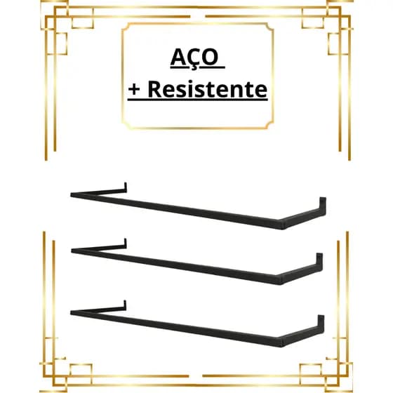 Kit 3 Arara De Parede 80Cm Cabideiro Aço Resistente Organizador de Roupas Loja Closet Quarto
