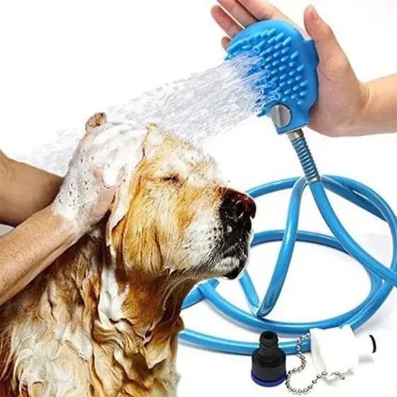 Mangueira Ducha Luva Escova P/ Banho Cachorro Gato 1,5Metro