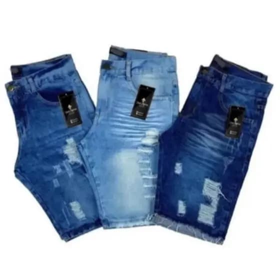 Kit com 3 Bermuda Jeans Masculina Modelo Novo Kit de Shorts Para Homem Presente Para Homem Envio Já