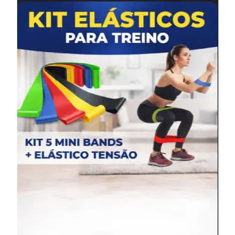 Kit 5 Elástico de Treino Mini Band Exercício Treino Funcional Fisioterapia em Casa
