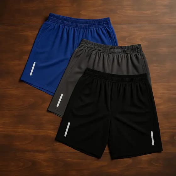KIT 3 BERMUDAS MASCULINA COM LOGO REFLETIVO - CONJUNTO MAURICINHO SHORTS MASCULINO